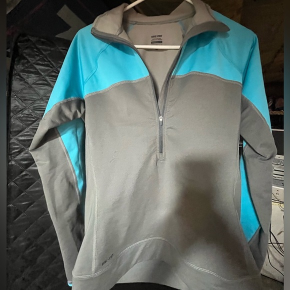 Gray and Blue Half-Zip Nike Pullover - Picture 1 of 1